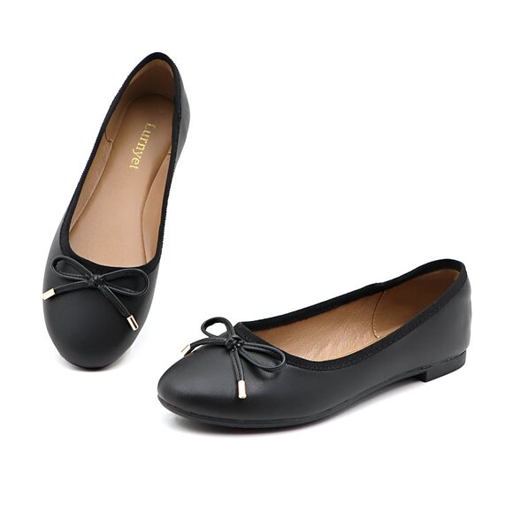 Women's Cushioned Insole Classic Bow Tie Ballerina Flat - Picture 9 of 10